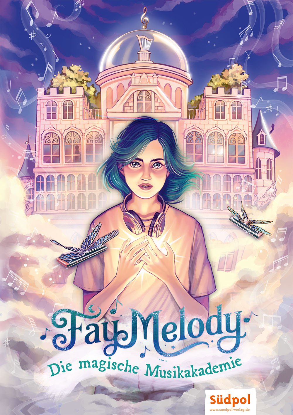 Poster zum Buch: Fay Melody, Coverillustration „Fay Melody – Die magische Musikakademie“ von Anastasia Braun, Illustration Sophia Moog